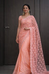 Peach Floral Lace Saree