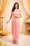 Peach Pink Gold Motif Saree