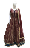 Maroon Gown with golden sequence work