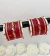 Maroon Bridal Chooda with Delicate Gold-Tone Bands