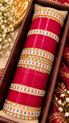 Red Bridal Chooda with Multicolour Stone Bands