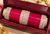 Red Bridal Chooda with Wide Stone-Embellished Centre Kada