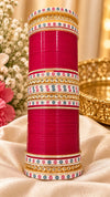 Red Bridal Chooda with Layered Multicolour Stone Kadas