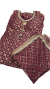 Brocade dress with center button and netting duppata.