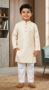 Boys cream floral kurta
