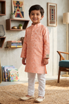 Boys peach floral kurta