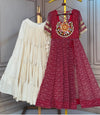 Maroon Bandhani Mirror Work Garba Lehenga Set - Image 3