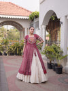 Maroon Bandhani Mirror Work Garba Lehenga Set - Image 2