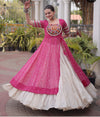 Pink Bandhani Mirror Work Garba Lehenga Set - Image 1