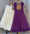 Purple Bandhani Mirror Work Garba Lehenga Set - Image 3
