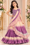 Purple and Blush Ombre Ruffle Girls Saree