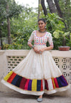 Ivory Multicolour Embroidered Anarkali Garba Dress - Image 1