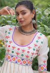 Ivory Multicolour Embroidered Anarkali Garba Dress - Image 2
