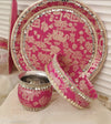 Pink Elephant Pattern Karwa Chauth Thali Set
