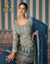 Blue-grey Gotta Patti Garara Suit, size 40-44 — Kaur Ethnic Collection