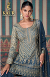 Blue-grey Gotta Patti Garara Suit, size 40-44 — Kaur Ethnic Collection