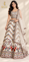 Ivory Multicolour Printed Silk Lehenga Choli