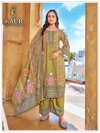 Mehndi green paisley straight pant kameez