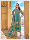 Teal paisley straight pant kameez
