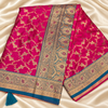 Magenta floral lattice saree detail