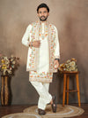 Embroidered Kurta Pajama with Stole – 3 Piece Set