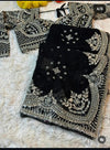 Black beadwork net saree