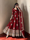 Maroon peacock embroidered suit
