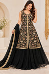 Black and Gold Embroidered Palazzo Set