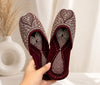Maroon Geometric Embroidered Punjabi Jutti