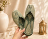 Sage Green Paisley Embroidered Punjabi Jutti
