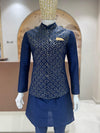 Navy Kurta vest set