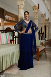 Designer blue readymade Saree