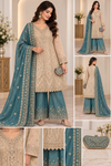 Beige A line kameez plazo set