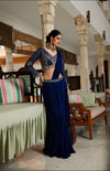 Designer blue readymade Saree