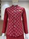 Red Kurta vest set