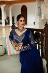Designer blue readymade Saree