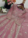 Coral Front slit lehenga kameez