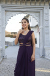 Purple skirt Saree