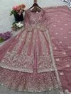 Coral Front slit lehenga kameez