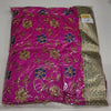 Hot Pink Floral Vine Embroidered Rumala Sahib with Gold Border