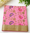 Pink Paisley Floral Embroidered Rumala Sahib with Gold Border
