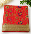 Red Paisley Floral Embroidered Rumala Sahib with Gold Border