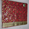 Red Scallop Sequin Embroidered Rumala Sahib with Gold Border