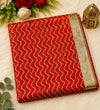 Red Wavy Sequin Rumala Sahib with Gold Border