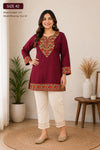 Maroon Embroidered Short Woolen Kurti