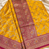 Yellow floral lattice saree detail