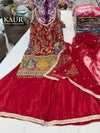 Original red embroidered palazzo suit and dupatta