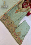 Sage green embellished sharara suit original garment