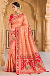 Peach saree model