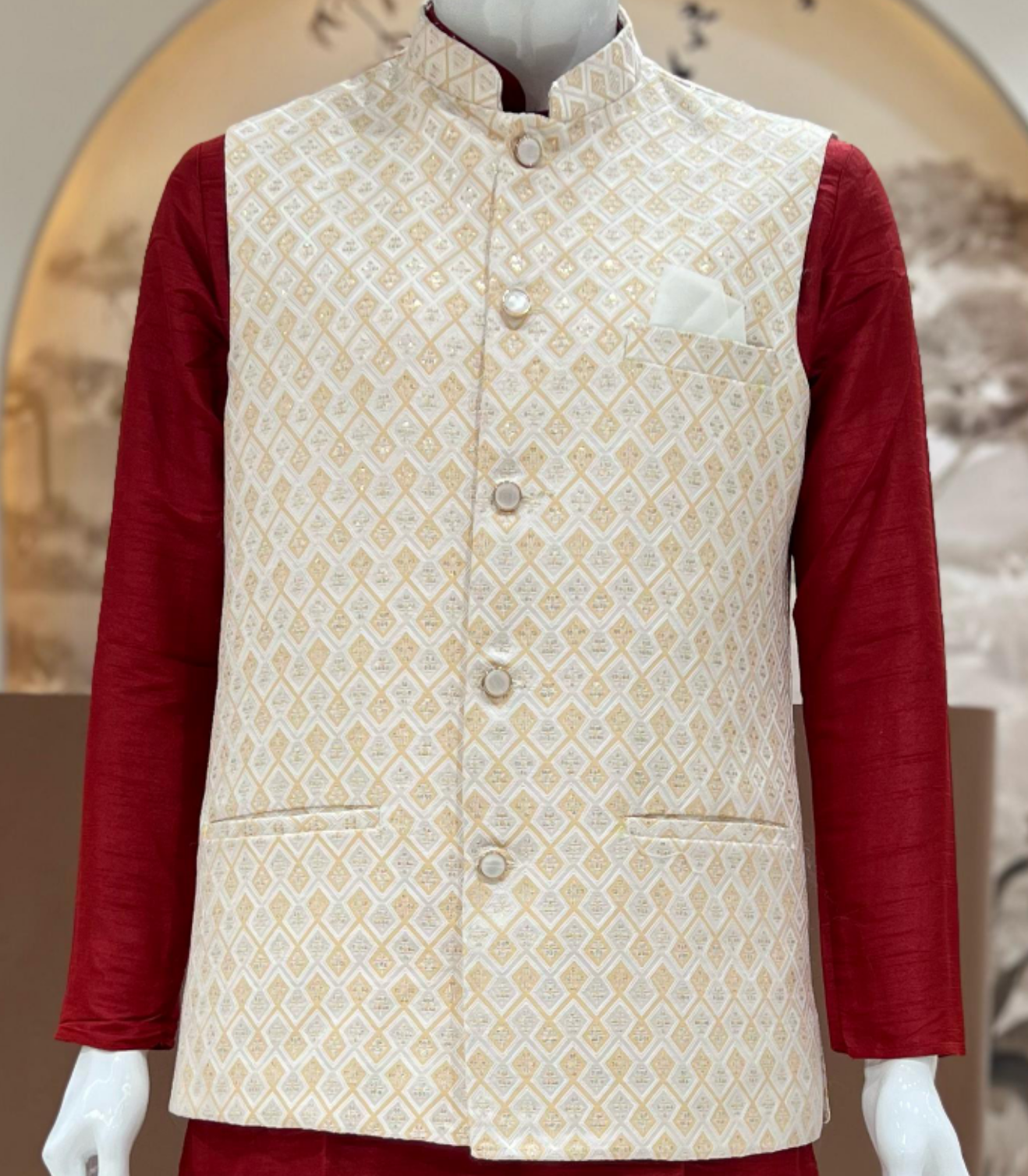 Marroon Kurta vest set– KaurEthnic